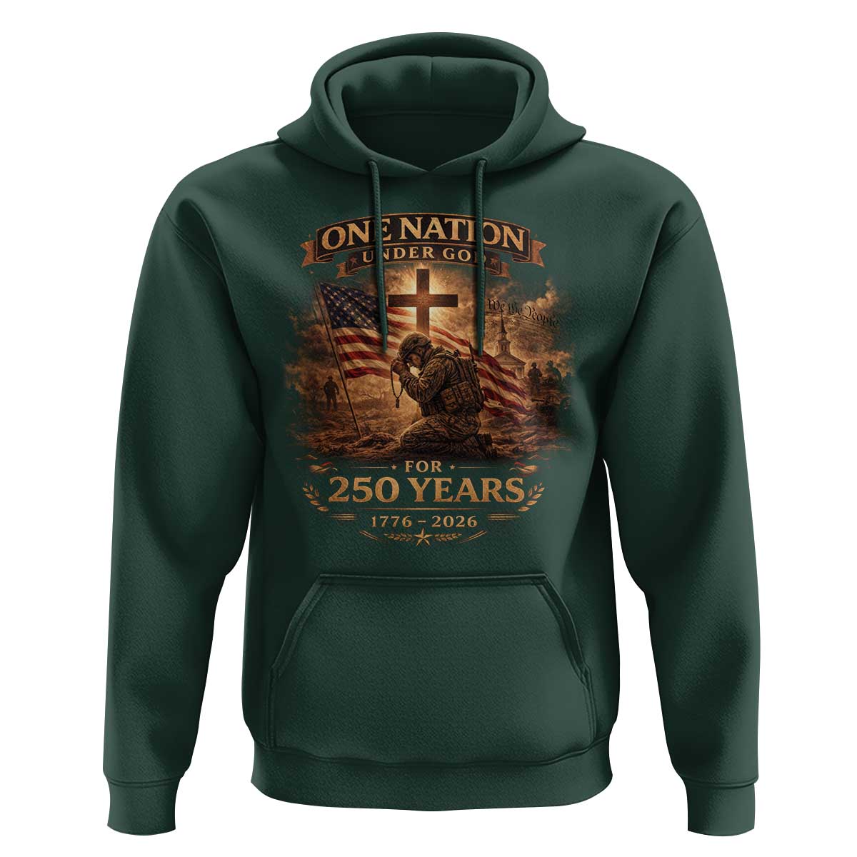Blessings 250 Years America Hoodie Christian Patriotic One Nation Under God US Flag