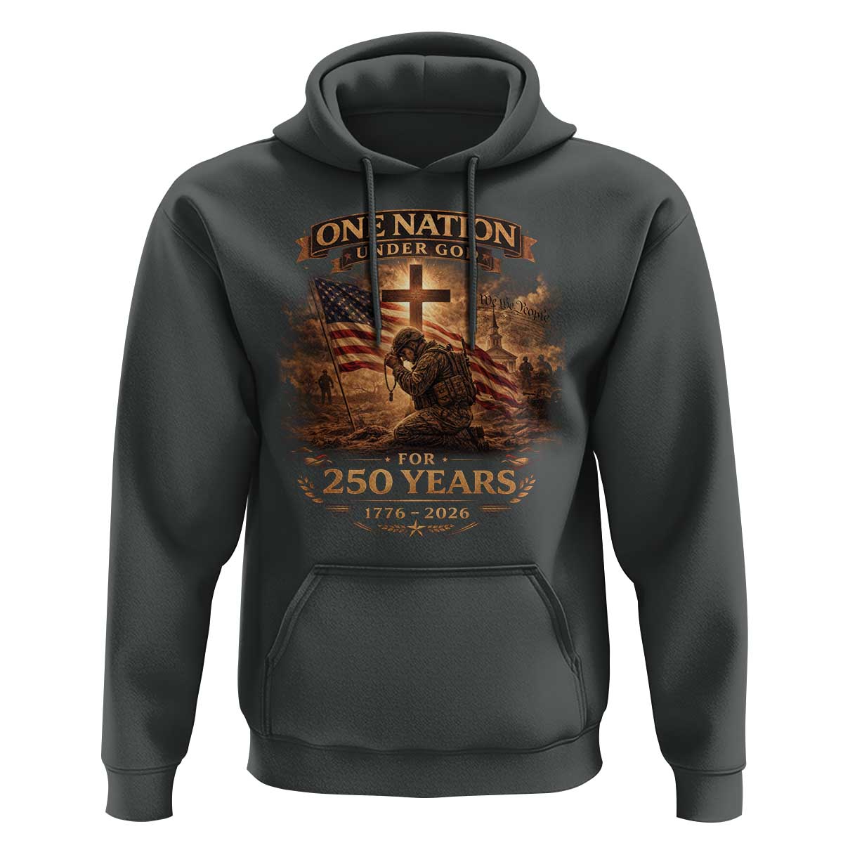 Blessings 250 Years America Hoodie Christian Patriotic One Nation Under God US Flag