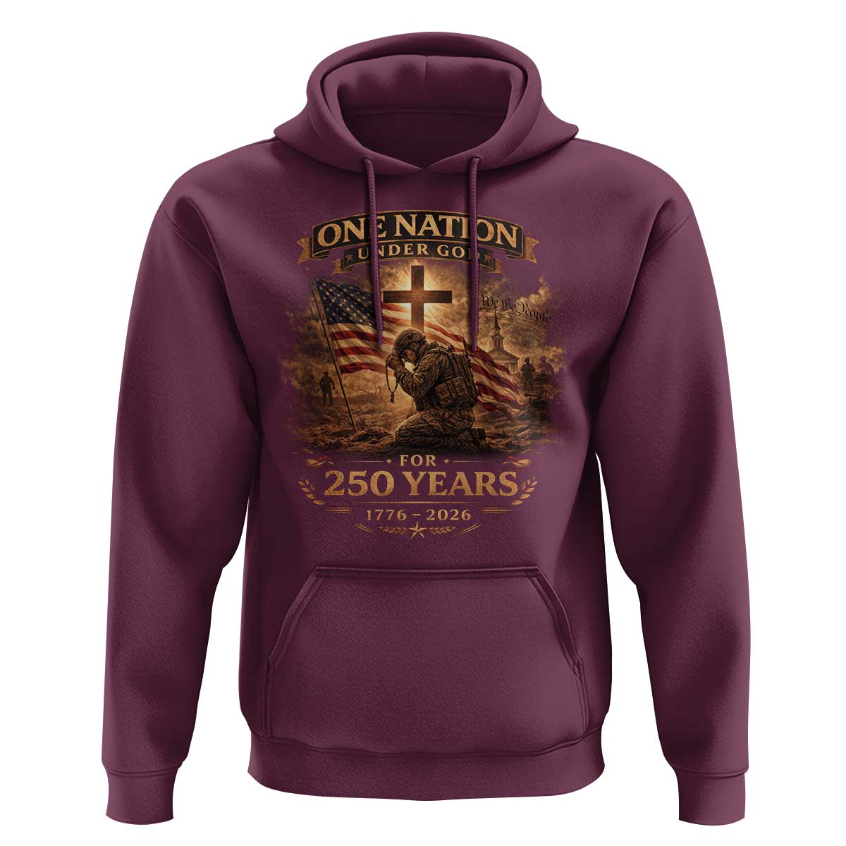 Blessings 250 Years America Hoodie Christian Patriotic One Nation Under God US Flag
