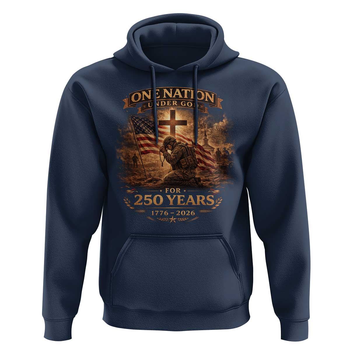 Blessings 250 Years America Hoodie Christian Patriotic One Nation Under God US Flag
