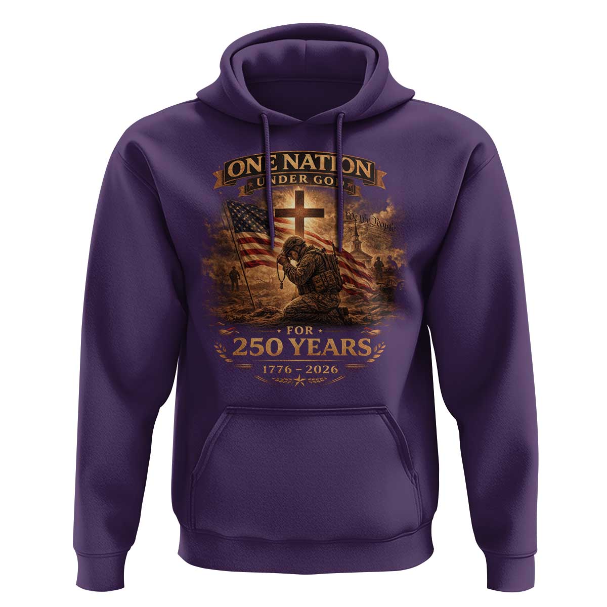 Blessings 250 Years America Hoodie Christian Patriotic One Nation Under God US Flag