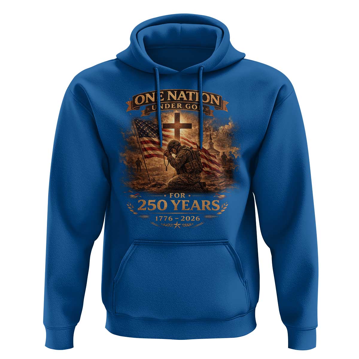 Blessings 250 Years America Hoodie Christian Patriotic One Nation Under God US Flag