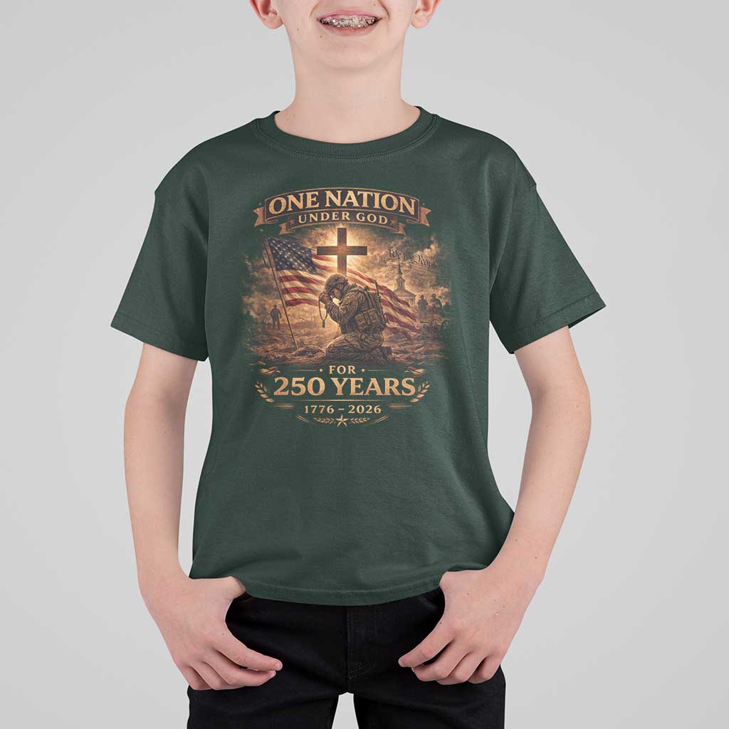 Blessings 250 Years America T Shirt For Kid Christian Patriotic One Nation Under God US Flag