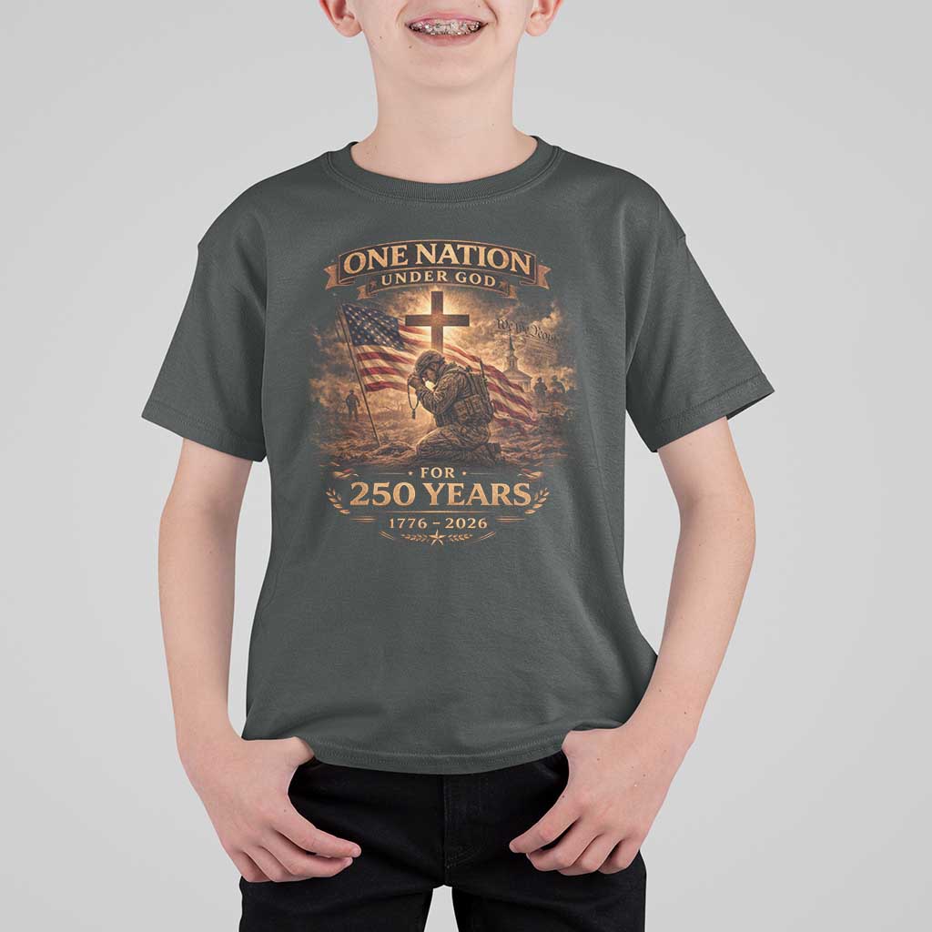 Blessings 250 Years America T Shirt For Kid Christian Patriotic One Nation Under God US Flag