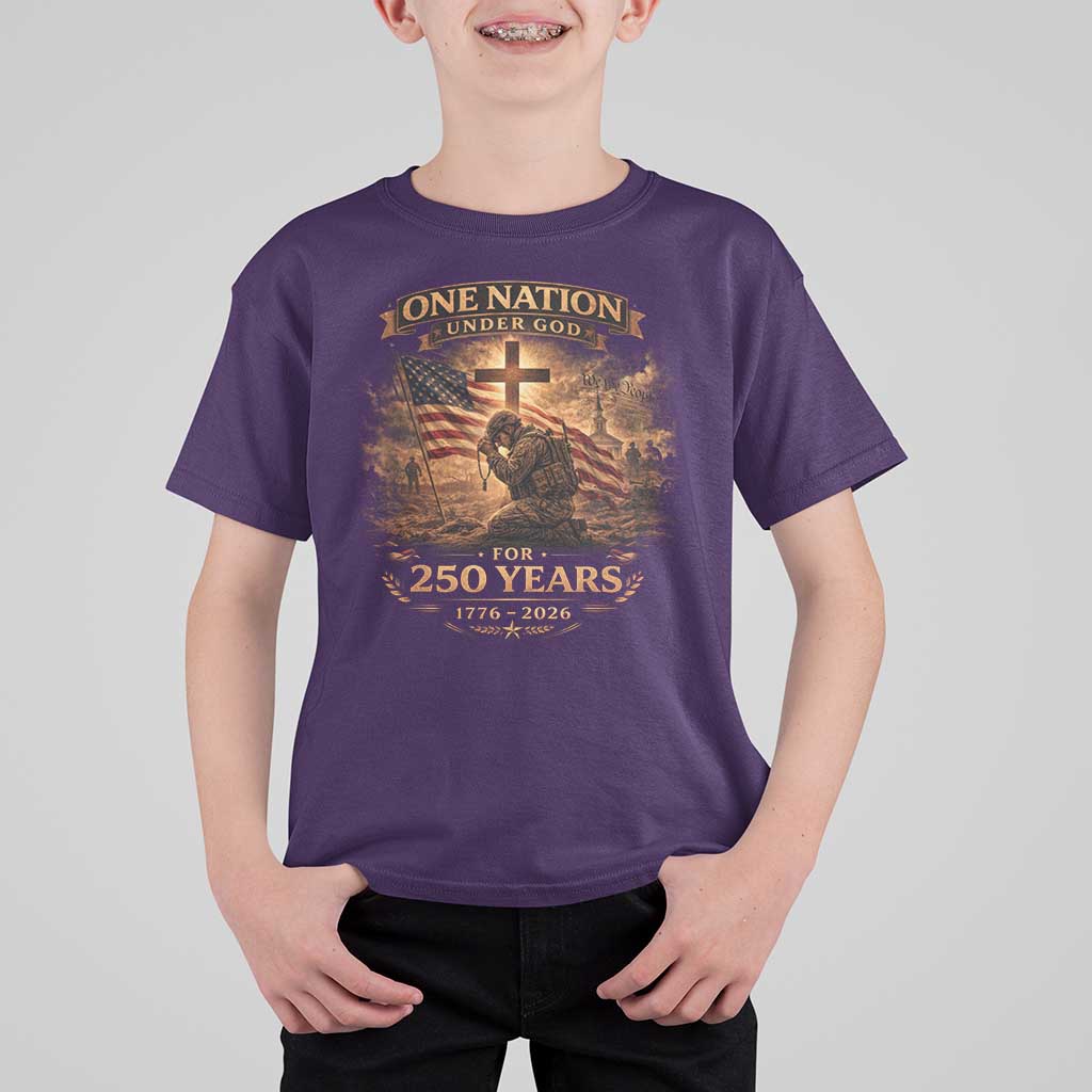 Blessings 250 Years America T Shirt For Kid Christian Patriotic One Nation Under God US Flag