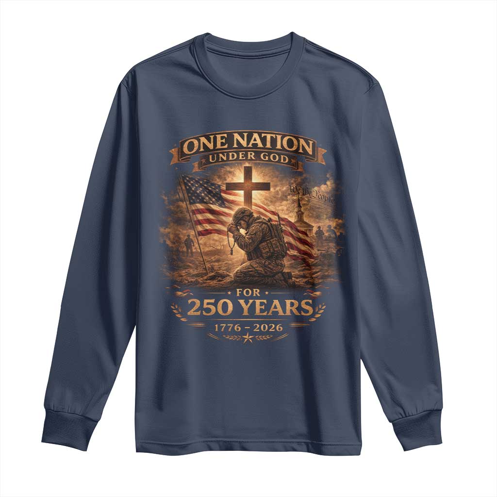 Blessings 250 Years America Long Sleeve Shirt Christian Patriotic One Nation Under God US Flag