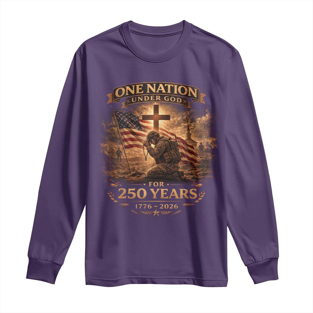 Blessings 250 Years America Long Sleeve Shirt Christian Patriotic One Nation Under God US Flag