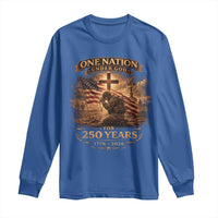 Blessings 250 Years America Long Sleeve Shirt Christian Patriotic One Nation Under God US Flag