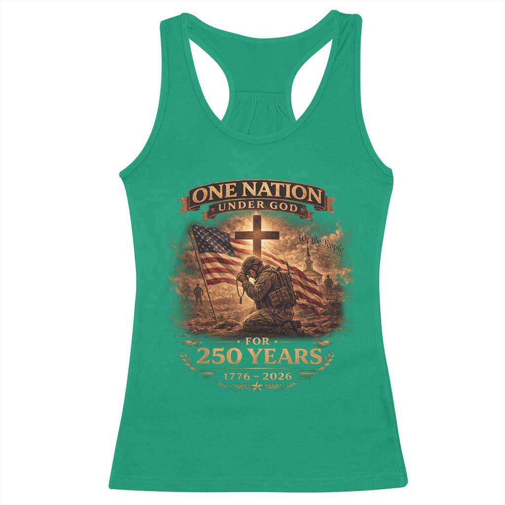 Blessings 250 Years America Racerback Tank Top Christian Patriotic One Nation Under God US Flag