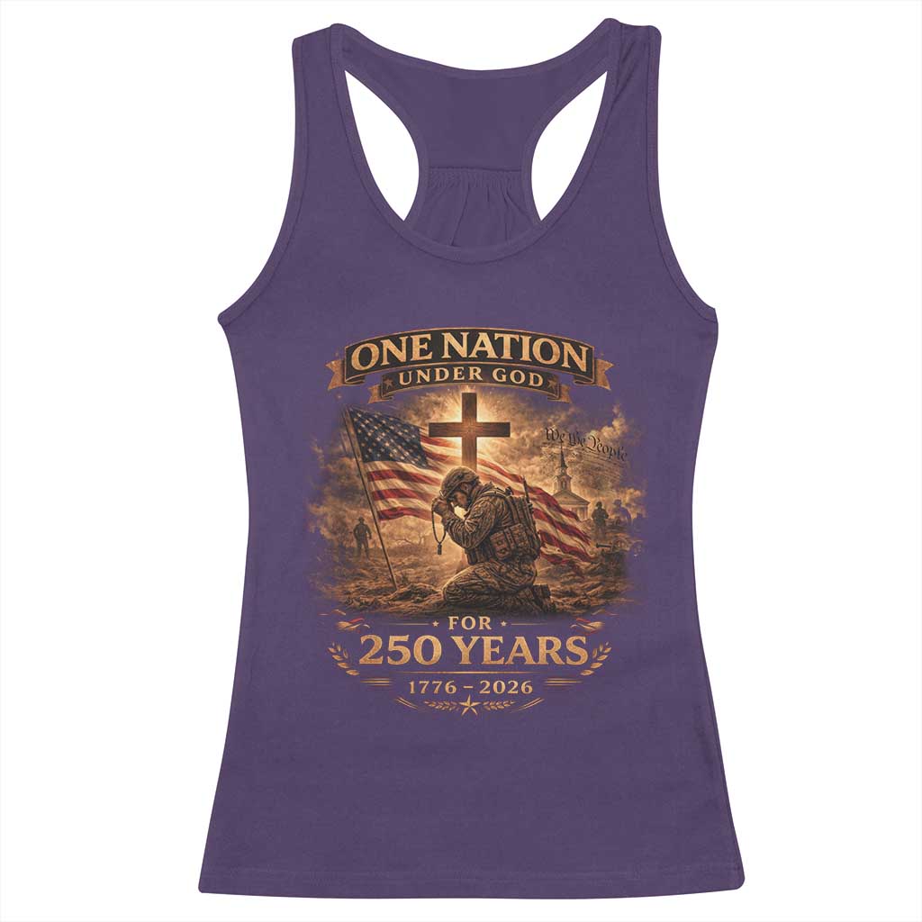 Blessings 250 Years America Racerback Tank Top Christian Patriotic One Nation Under God US Flag