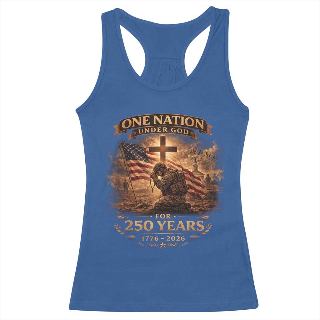 Blessings 250 Years America Racerback Tank Top Christian Patriotic One Nation Under God US Flag