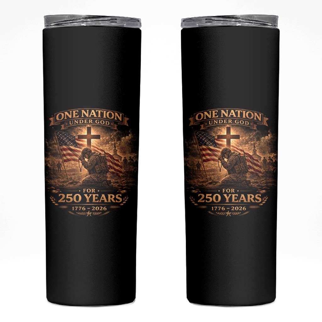 Blessings 250 Years America Skinny Tumbler Christian Patriotic One Nation Under God US Flag