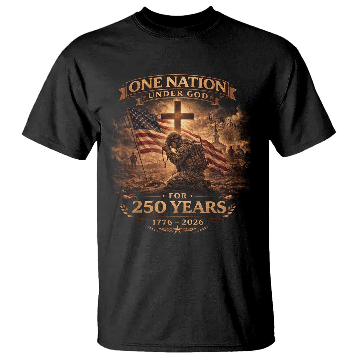 Blessings 250 Years America T Shirt Christian Patriotic One Nation Under God US Flag
