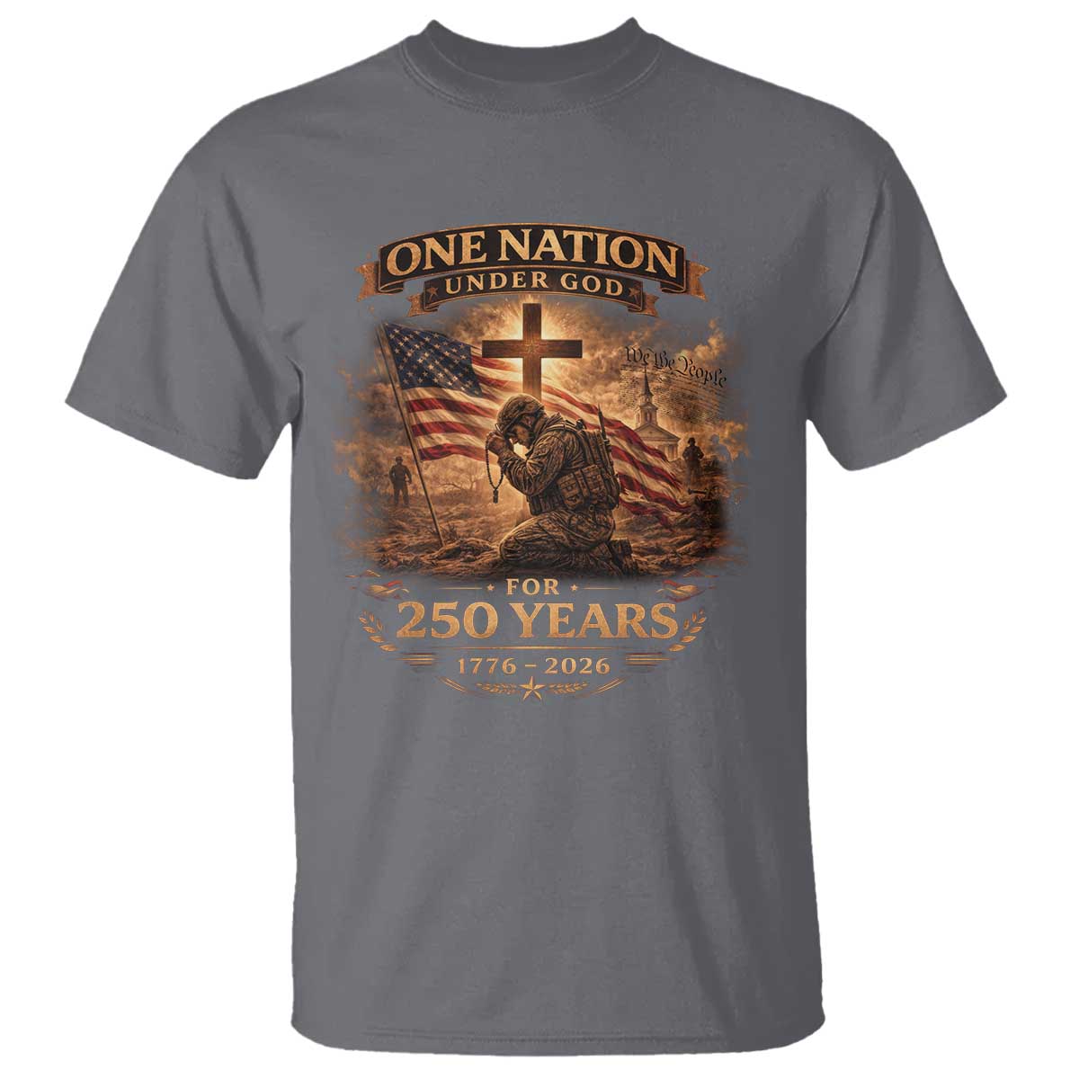 Blessings 250 Years America T Shirt Christian Patriotic One Nation Under God US Flag