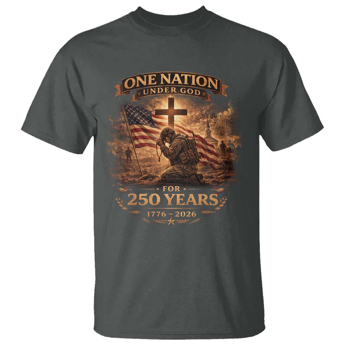 Blessings 250 Years America T Shirt Christian Patriotic One Nation Under God US Flag