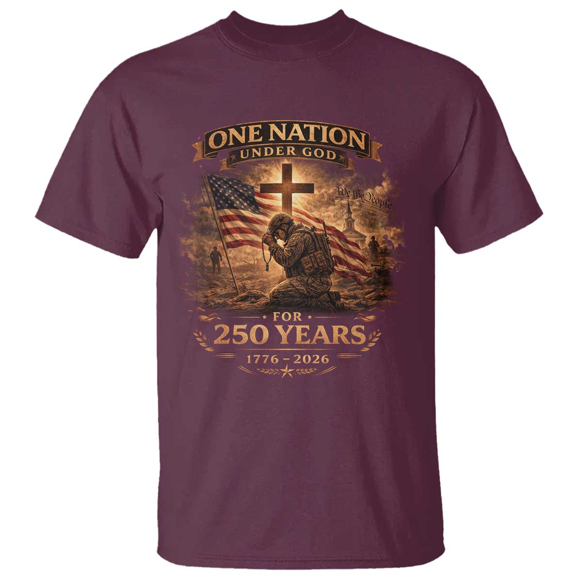 Blessings 250 Years America T Shirt Christian Patriotic One Nation Under God US Flag