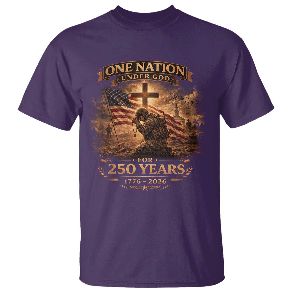 Blessings 250 Years America T Shirt Christian Patriotic One Nation Under God US Flag