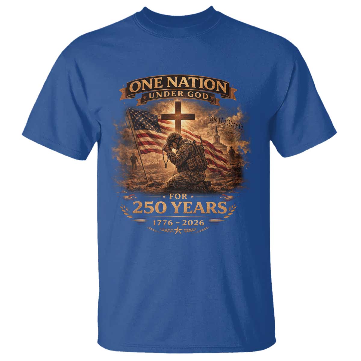 Blessings 250 Years America T Shirt Christian Patriotic One Nation Under God US Flag