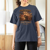 Blessings 250 Years America T Shirt For Women Christian Patriotic One Nation Under God US Flag
