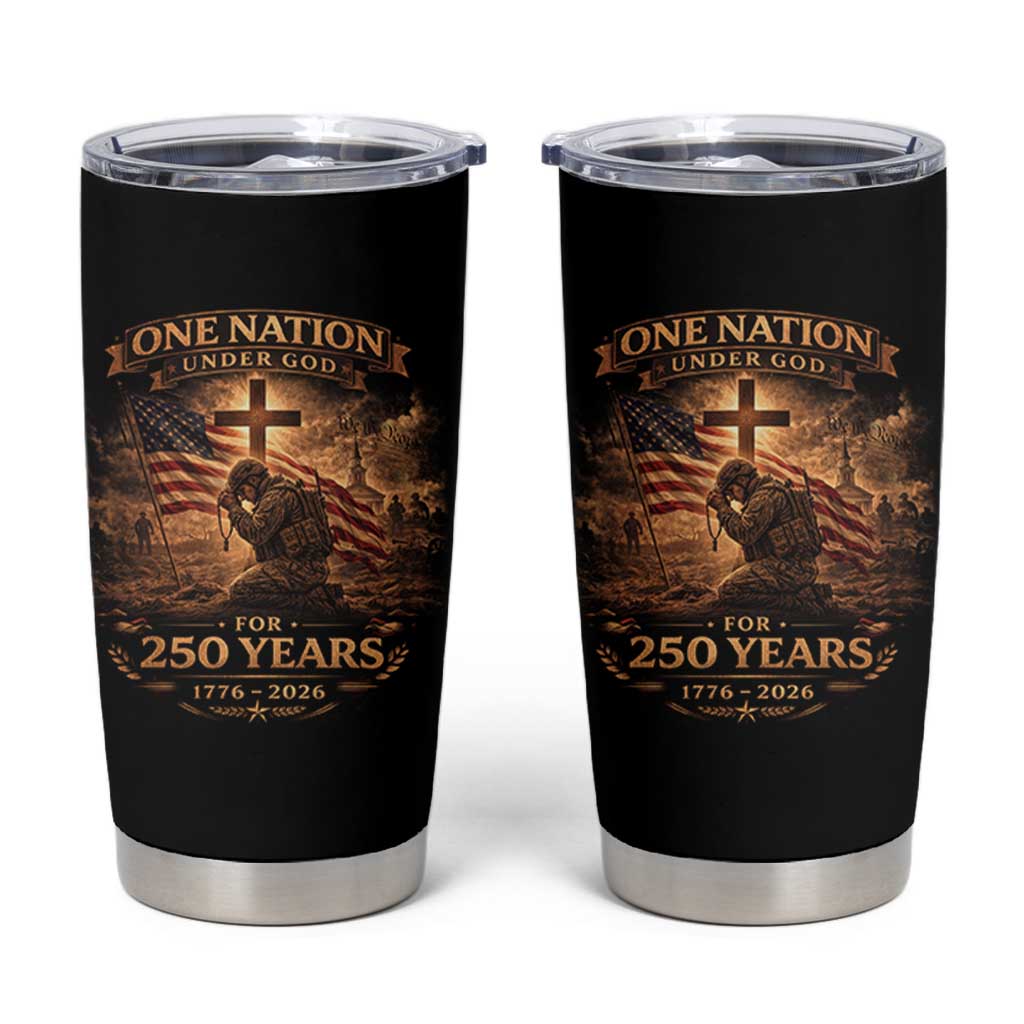Blessings 250 Years America Tumbler Cup Christian Patriotic One Nation Under God US Flag