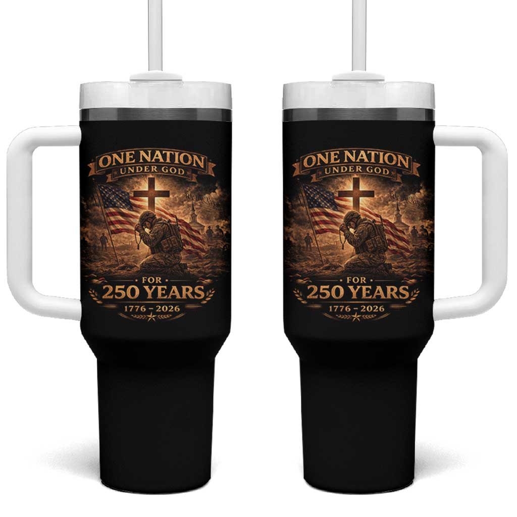 Blessings 250 Years America Tumbler With Handle Christian Patriotic One Nation Under God US Flag