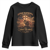 Blessings 250 Years America Youth Sweatshirt Christian Patriotic One Nation Under God US Flag