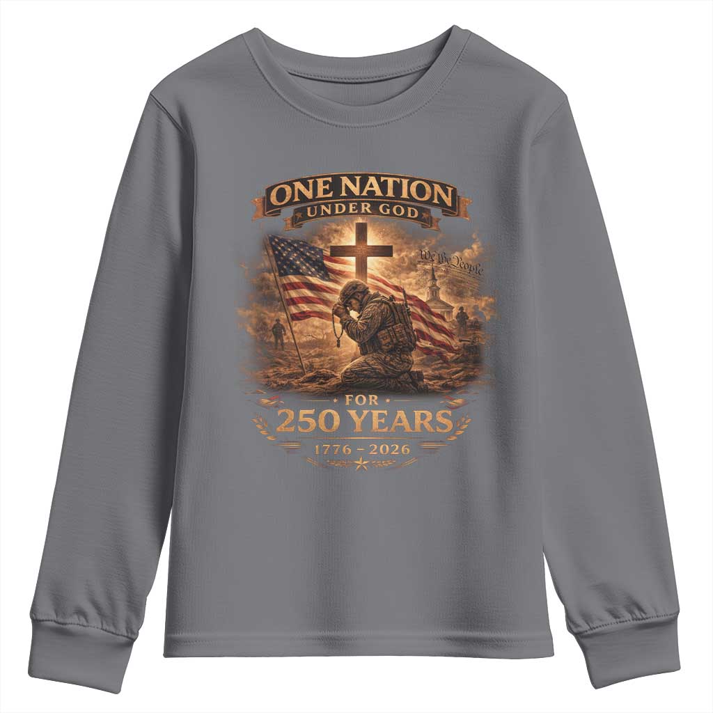 Blessings 250 Years America Youth Sweatshirt Christian Patriotic One Nation Under God US Flag