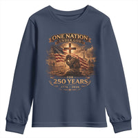 Blessings 250 Years America Youth Sweatshirt Christian Patriotic One Nation Under God US Flag