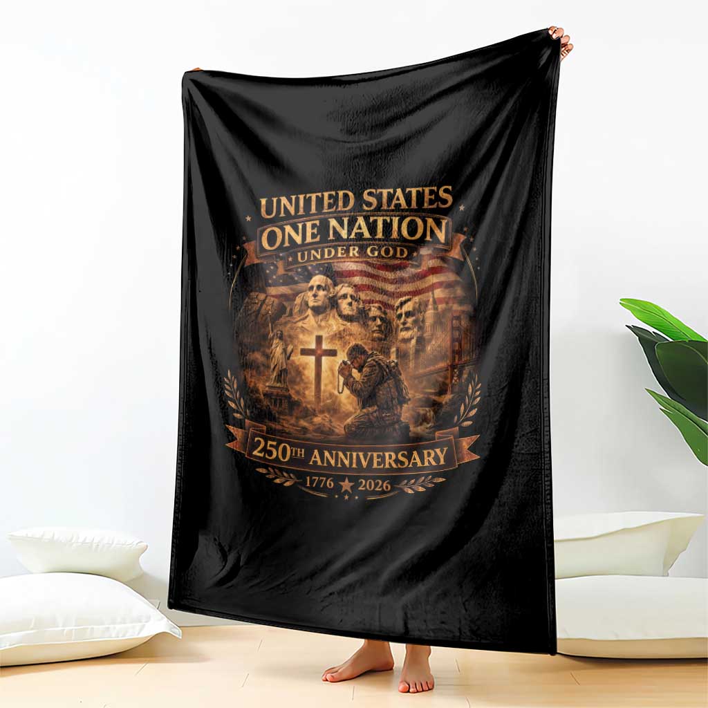 Blessings 250 Years America Throw Blanket Christian Patriotic One Nation Under God Founding Fathers