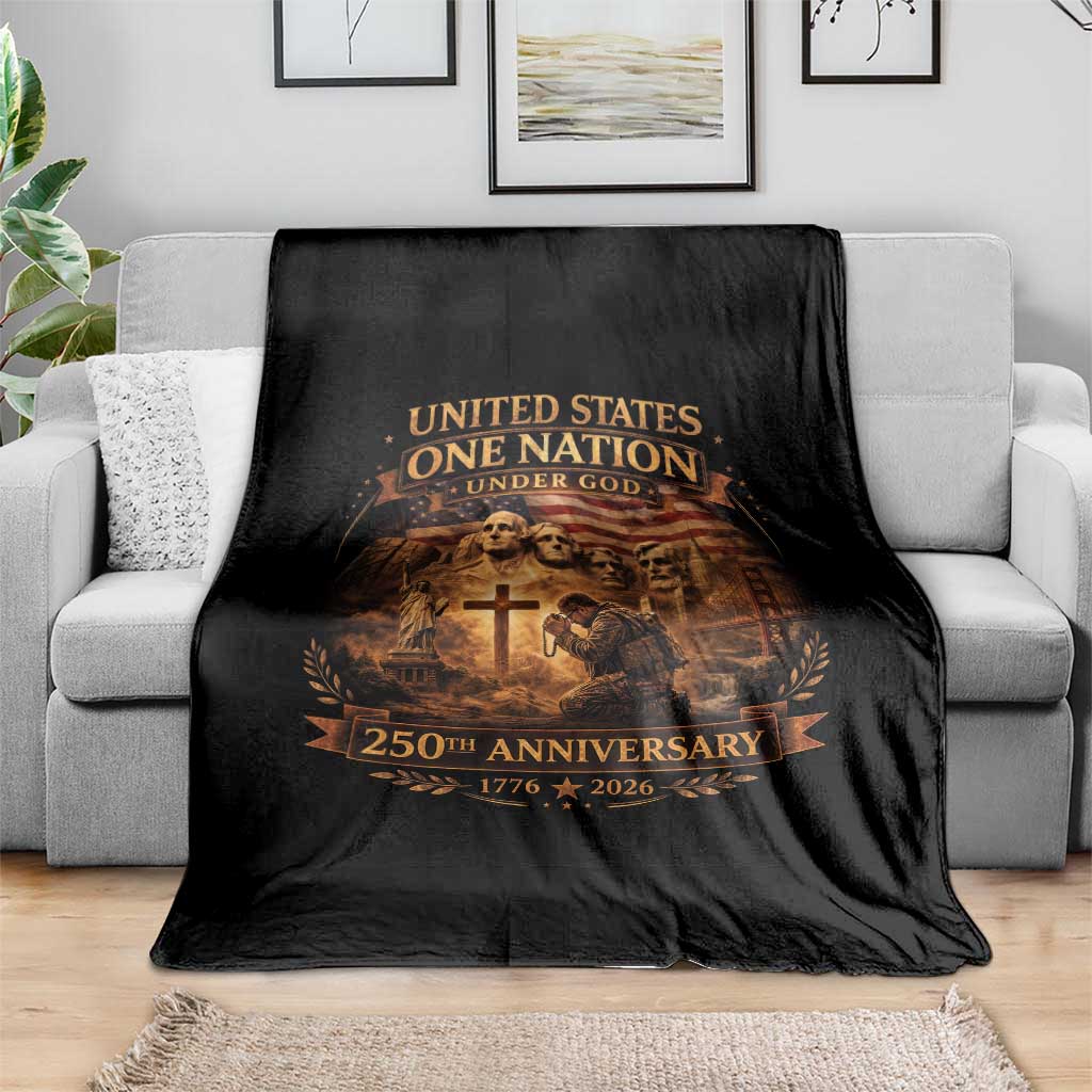 Blessings 250 Years America Throw Blanket Christian Patriotic One Nation Under God Founding Fathers