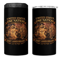 Blessings 250 Years America 4 in 1 Can Cooler Tumbler Christian Patriotic One Nation Under God Founding Fathers