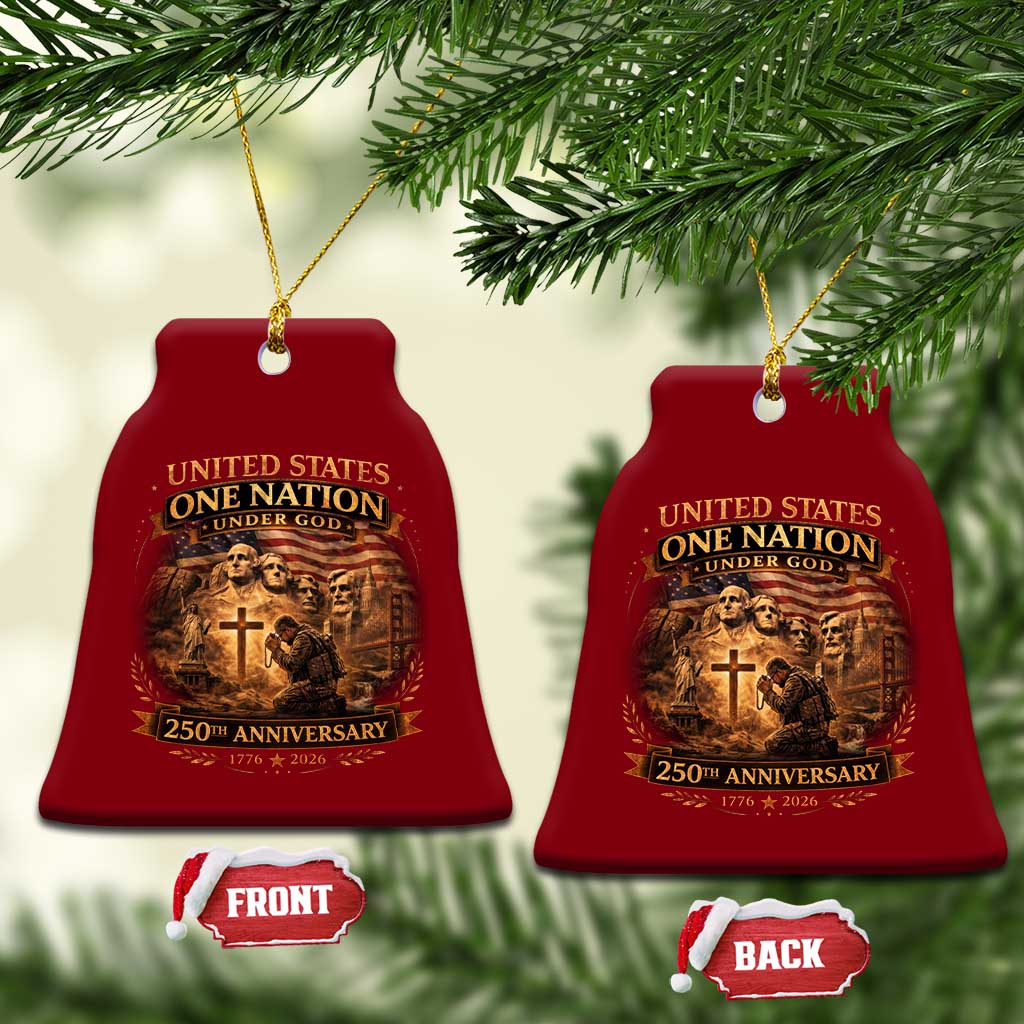 Blessings 250 Years America Ceramic Ornament Christian Patriotic One Nation Under God Founding Fathers
