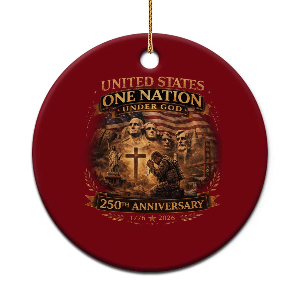 Blessings 250 Years America Ceramic Ornament Christian Patriotic One Nation Under God Founding Fathers