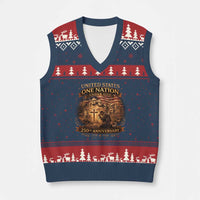 Blessings 250 Years America V-Neck Knit Sweater Vest Christian Patriotic One Nation Under God Founding Fathers