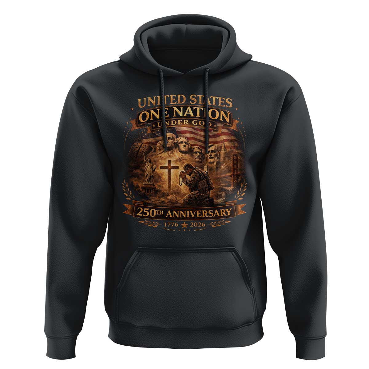 Blessings 250 Years America Hoodie Christian Patriotic One Nation Under God Founding Fathers