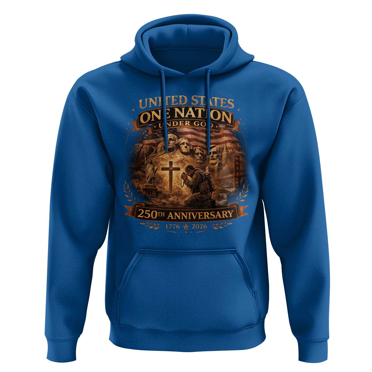 Blessings 250 Years America Hoodie Christian Patriotic One Nation Under God Founding Fathers