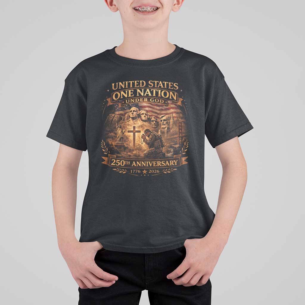 Blessings 250 Years America T Shirt For Kid Christian Patriotic One Nation Under God Founding Fathers
