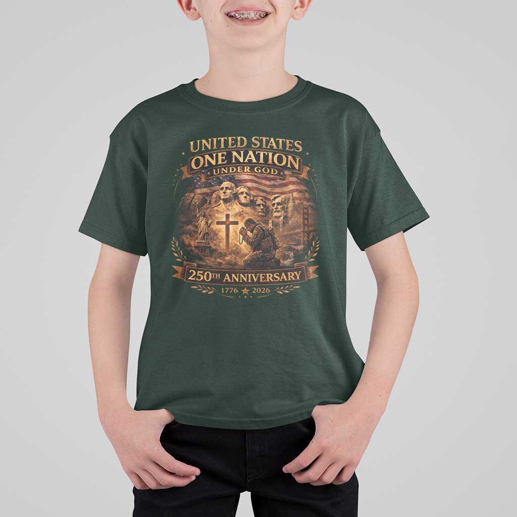 Blessings 250 Years America T Shirt For Kid Christian Patriotic One Nation Under God Founding Fathers
