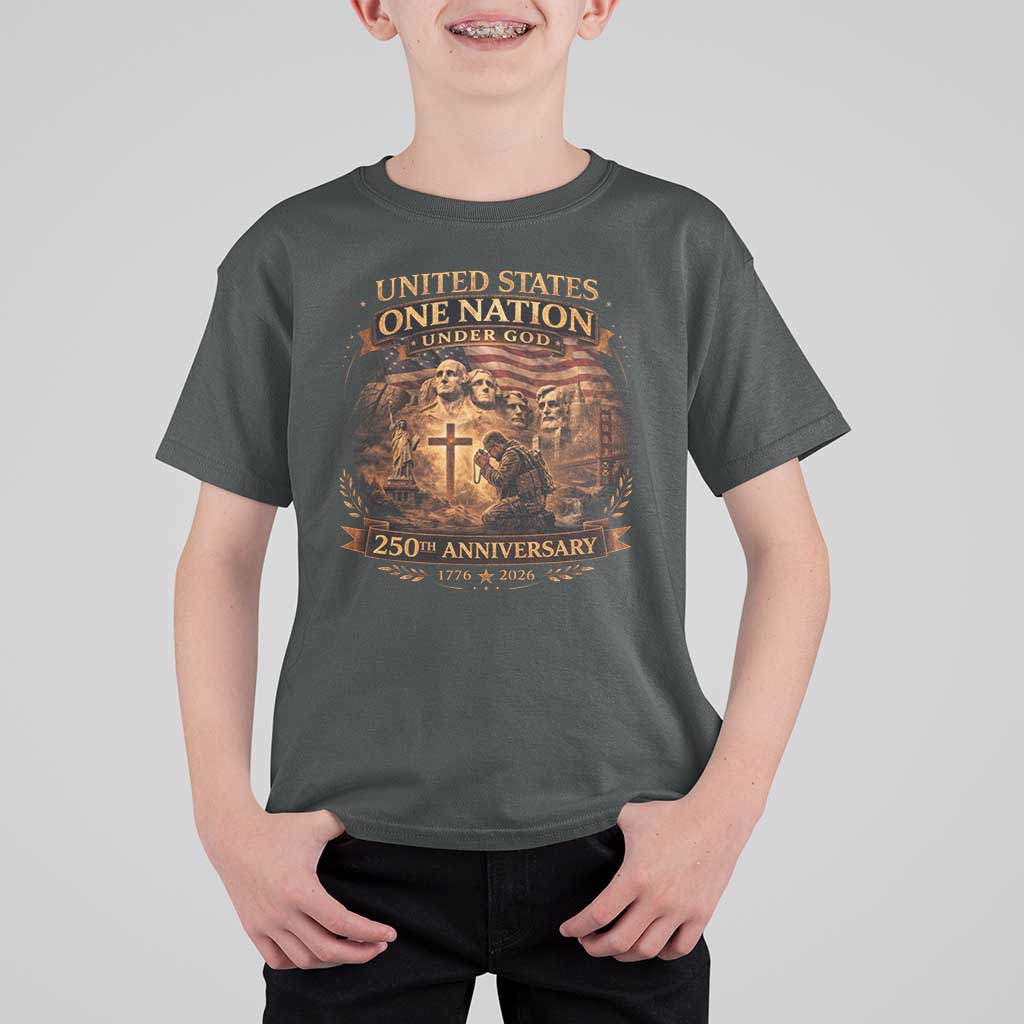 Blessings 250 Years America T Shirt For Kid Christian Patriotic One Nation Under God Founding Fathers