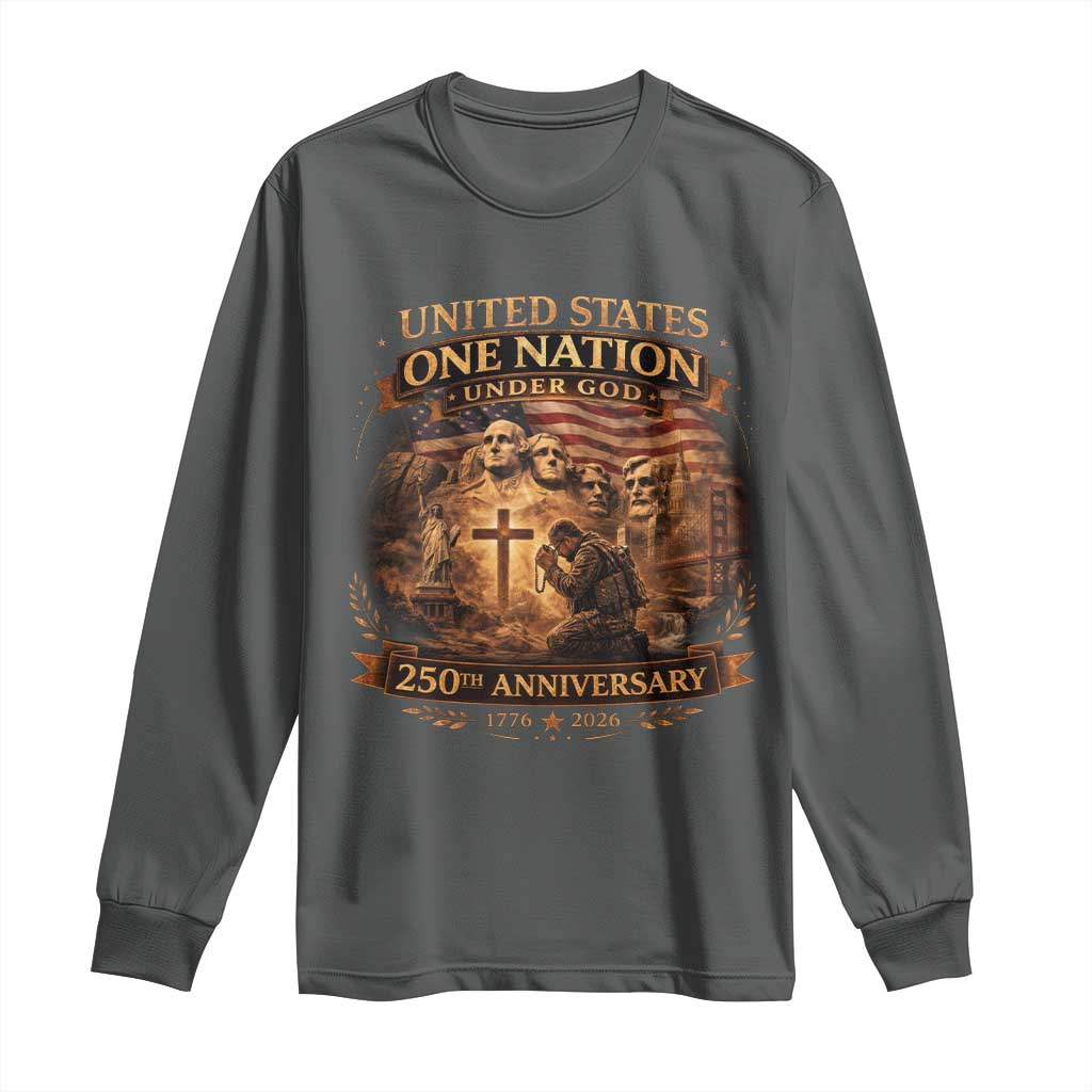Blessings 250 Years America Long Sleeve Shirt Christian Patriotic One Nation Under God Founding Fathers