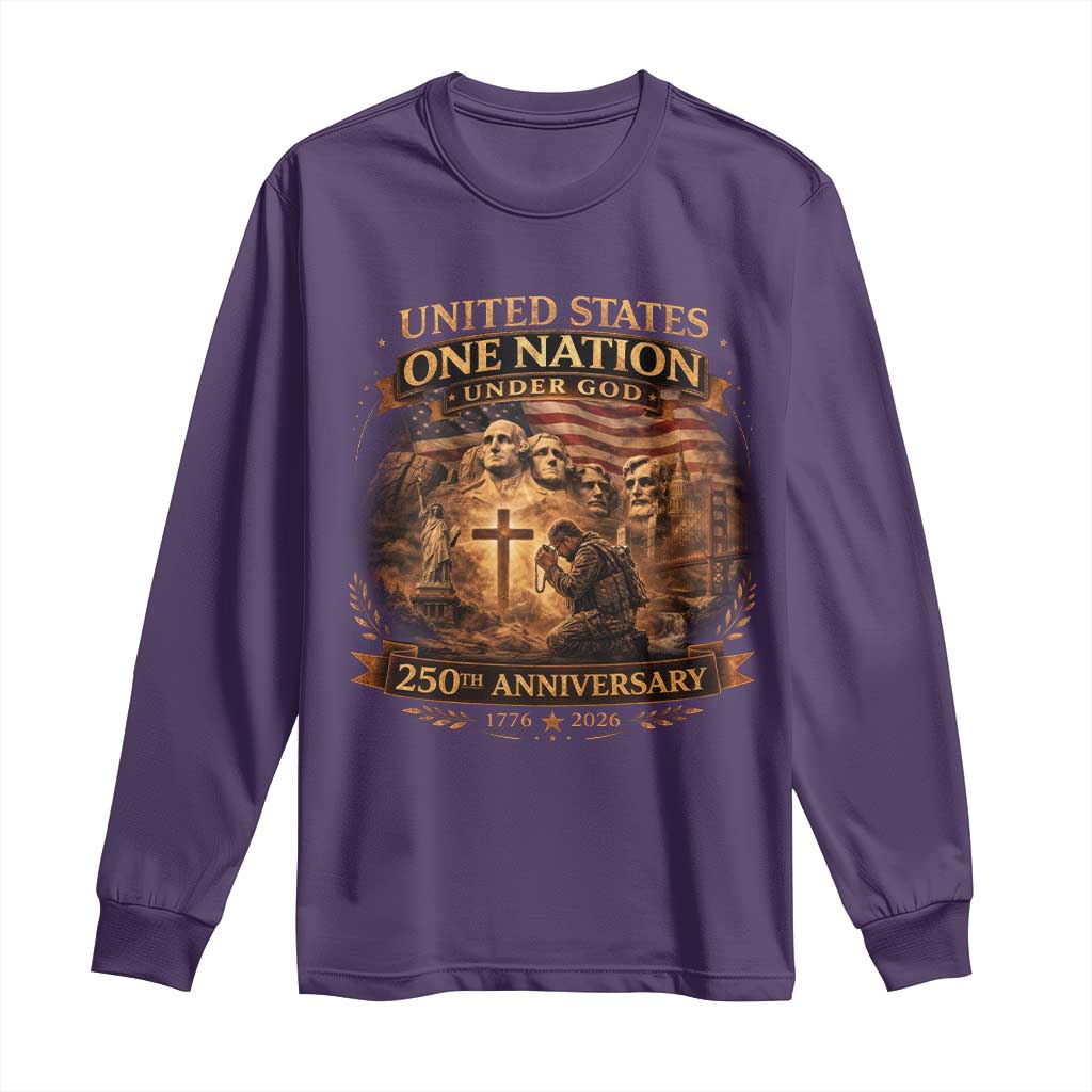 Blessings 250 Years America Long Sleeve Shirt Christian Patriotic One Nation Under God Founding Fathers