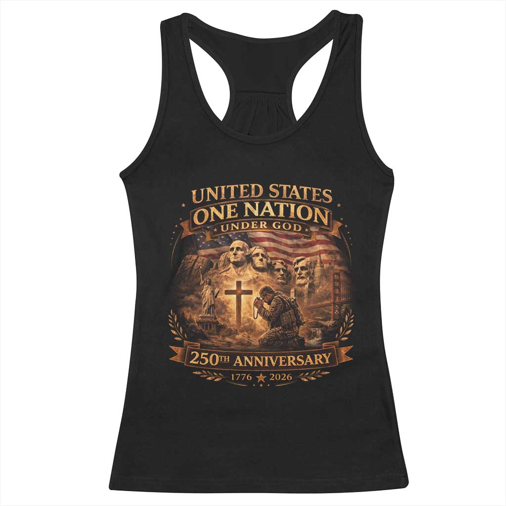 Blessings 250 Years America Racerback Tank Top Christian Patriotic One Nation Under God Founding Fathers