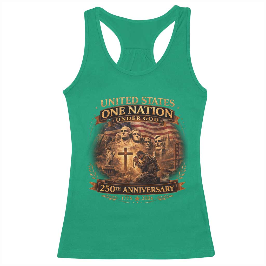 Blessings 250 Years America Racerback Tank Top Christian Patriotic One Nation Under God Founding Fathers
