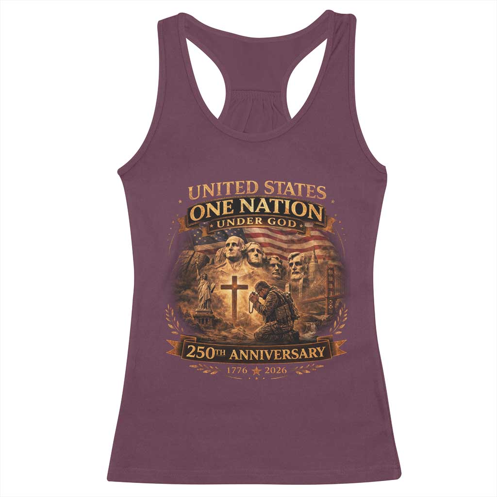 Blessings 250 Years America Racerback Tank Top Christian Patriotic One Nation Under God Founding Fathers