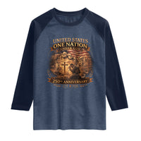 Blessings 250 Years America Raglan Shirt Christian Patriotic One Nation Under God Founding Fathers