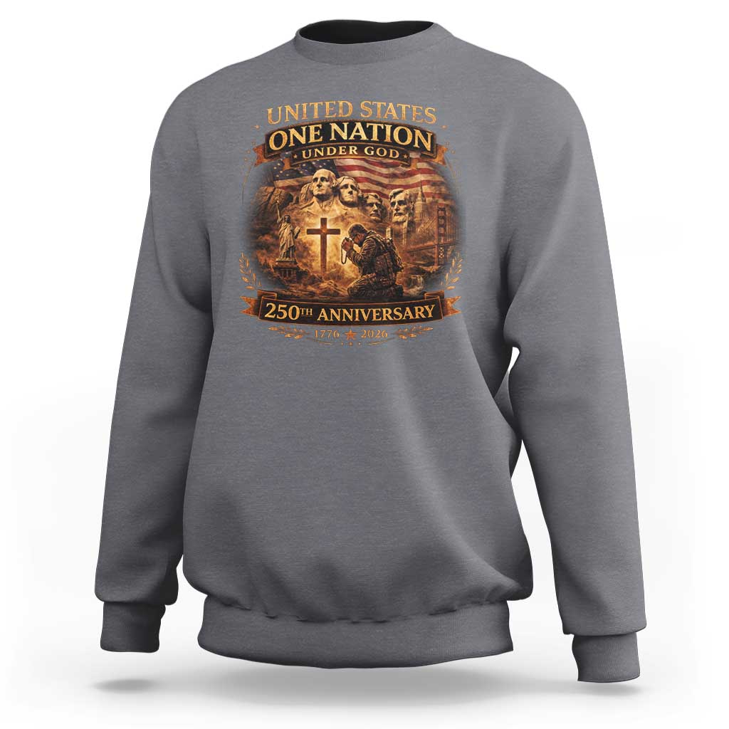 Blessings 250 Years America Sweatshirt Christian Patriotic One Nation Under God Founding Fathers