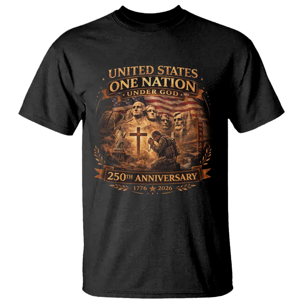 Blessings 250 Years America T Shirt Christian Patriotic One Nation Under God Founding Fathers