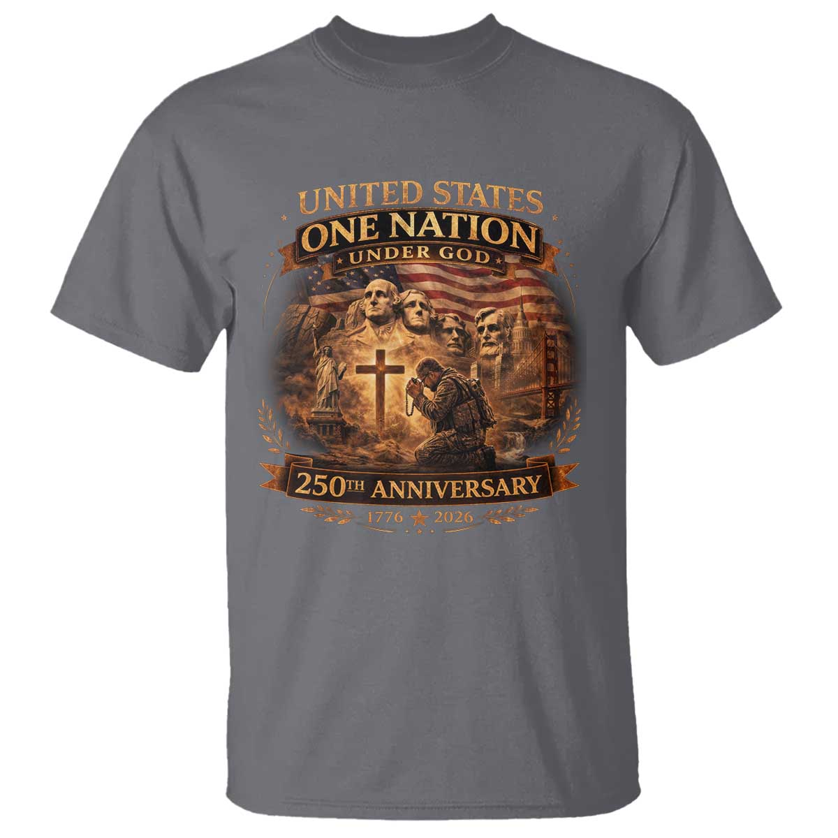 Blessings 250 Years America T Shirt Christian Patriotic One Nation Under God Founding Fathers