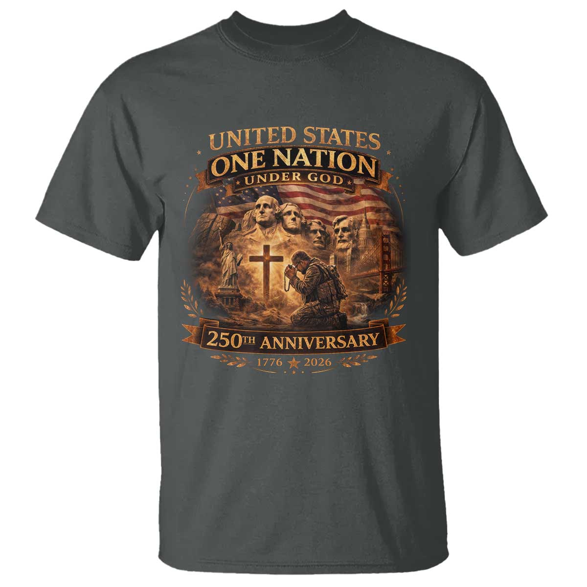 Blessings 250 Years America T Shirt Christian Patriotic One Nation Under God Founding Fathers