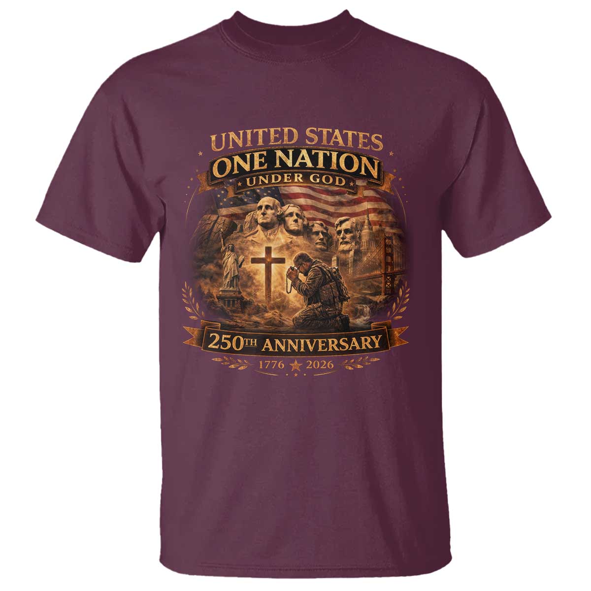 Blessings 250 Years America T Shirt Christian Patriotic One Nation Under God Founding Fathers